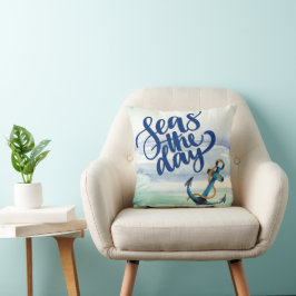 Seas the Day Anchor Pillow Kissen