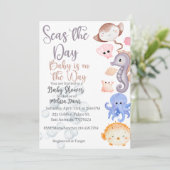 Seas the Day Baby Shower Invitation  Einladung (Stehend Vorderseite)