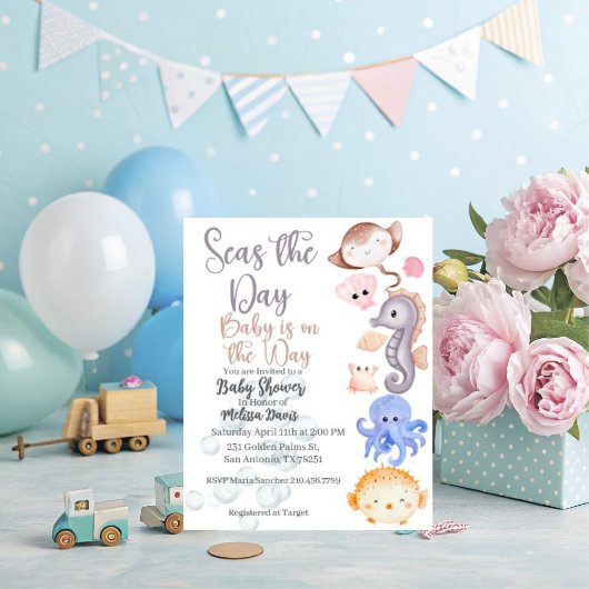 Seas the Day Baby Shower Invitation  Einladung