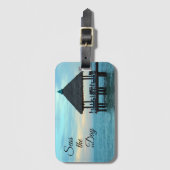 Seas the Day Beach Hut Gepäckanhänger (Vorderseite Vertikal)