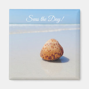 Seas the Day Beach Seashell Magnet