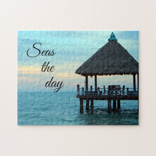Seas the day Beach Tiki Hut Jigsaw Puzzle (Horizontal)