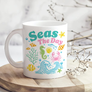 "Seas the Day" Boho farbenfrohe Küste Kaffeetasse