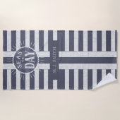 Seas the Day Bold Nautical Stripes and Name Strandtuch (Vorderseite)