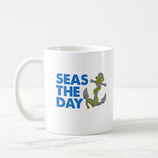 Seas The Day Cartoon Anchor Tasse (Links)