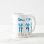 Seas the Day Fun Beach Quote Seepferde Kaffeetasse (VorderseiteRechts)