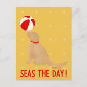 Seas the Day Golden Retriever Yellow Postcard Postkarte (Vorderseite)
