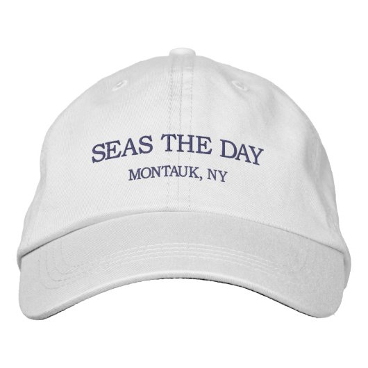 Seas the Day | Ihr Stadt- oder Strandname Bestickte Kappe (Vorderseite)