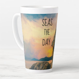 Seas the Day Inspiration Zitat Latte Tasse