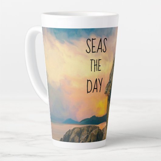 Seas the Day Inspiration Zitat Latte Tasse (Linke Ecke)