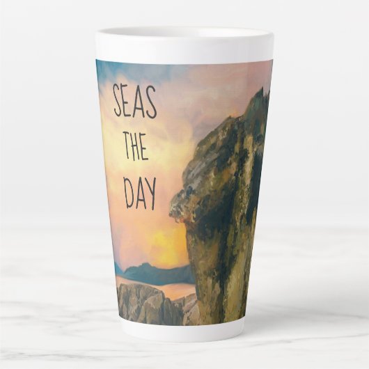 Seas the Day Inspiration Zitat Latte Tasse (Vorderseite)