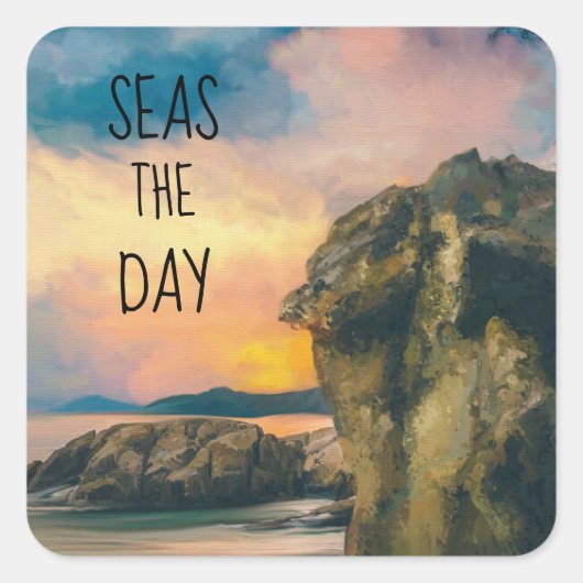 Seas the Day Inspirational Quote Sticker (Vorderseite)