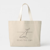Seas the Day Minimalistisch Whale Line Art Beach T Jumbo Stoffbeutel (Rückseite)