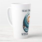 Seas the Day mit Glaube Latte Tasse (Linke Ecke)