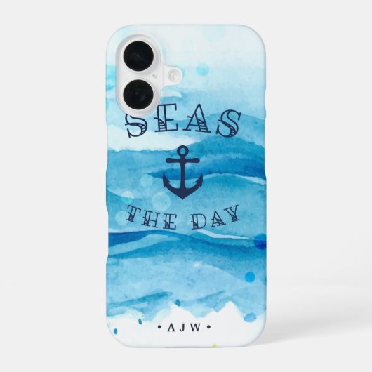 Seas the Day | Monogramm iPhone 16 Hülle (Rückseite)
