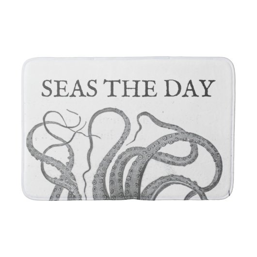 Seas the Day Nautical Octopus tentacles Vintag Badematte (Vorderseite)