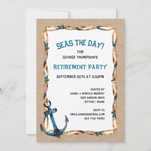 Seas the Day Nautical Retirement Einladung (Vorderseite)