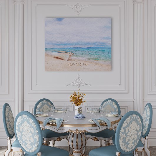 Seas The Day Quoting Fishing Boote Poster