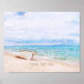Seas The Day Quoting Fishing Boote Poster (Vorne)