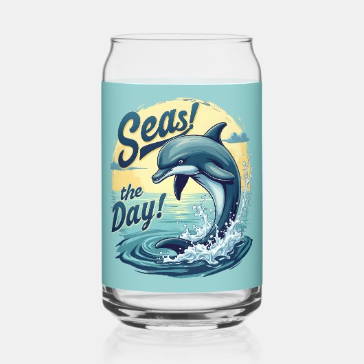 Seas the Day Retro Dolphin Ocean Ästhetik Dosenglas (Vorderseite)