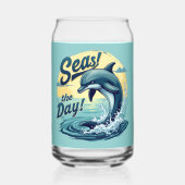 Seas the Day Retro Dolphin Ocean Ästhetik Dosenglas (Rückseite)