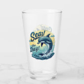 Seas the Day Retro Dolphin Ocean Ästhetik Glas (Rückseite)