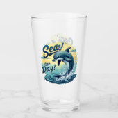 Seas the Day Retro Dolphin Ocean Ästhetik Glas (Vorderseite)