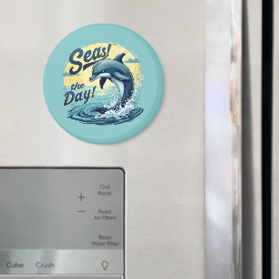 Seas the Day Retro Dolphin Ocean Ästhetik Magnet
