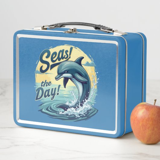 Seas the Day Retro Dolphin Ocean Ästhetik Metall Brotdose (Beispiel)
