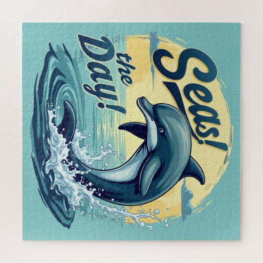 Seas the Day Retro Dolphin Ocean Ästhetik Puzzle (Horizontal)