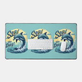 Seas the Day Retro Dolphin Ocean Ästhetik Schreibtischunterlage (Tastatur & Maus)