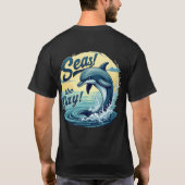 Seas the Day Retro Dolphin Ocean Ästhetik T-Shirt (Rückseite)