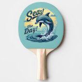 Seas the Day Retro Dolphin Ocean Ästhetik Tischtennis Schläger (Vorderseite)