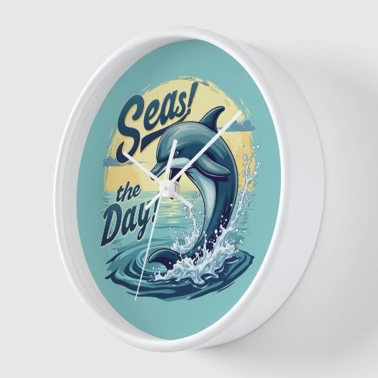 Seas the Day Retro Dolphin Ocean Ästhetik Uhr (Winkel)