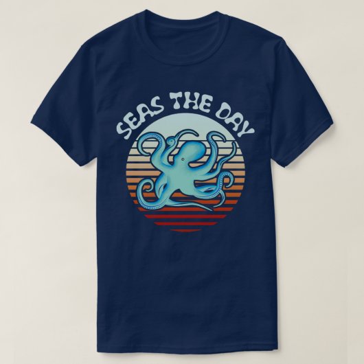 Seas The Day Retro Octopus T-Shirt (Design vorne)