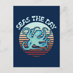 Seas The Day   Summer Vibes Octopus Postkarte