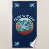 Seas The Day | Summer Vibes Octopus Strandtuch (Vorderseite)