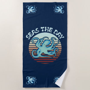 Seas The Day Summer Vibes Octopus Strandtuch