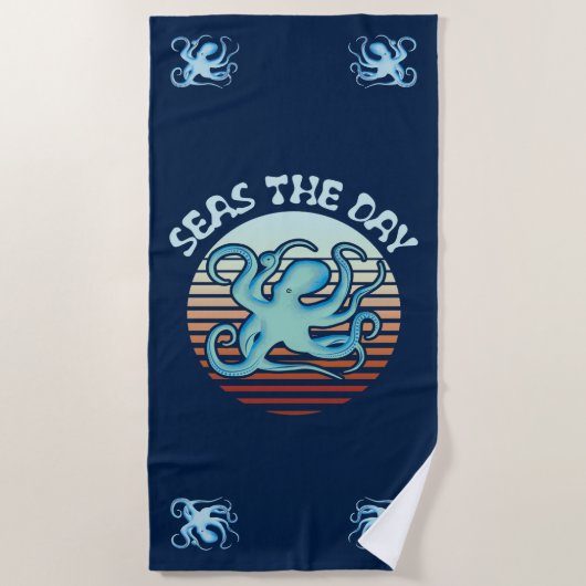 Seas The Day | Summer Vibes Octopus Strandtuch (Vorderseite)