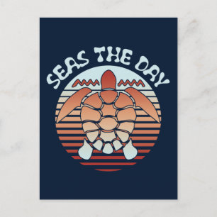 Seas The Day   Summer Vibes Turtle Postkarte