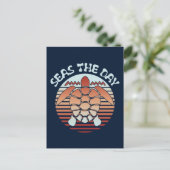 Seas The Day | Summer Vibes Turtle Postkarte (Stehend Vorderseite)