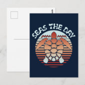 Seas The Day | Summer Vibes Turtle Postkarte (Vorne/Hinten)