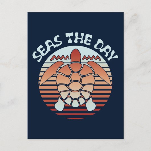 Seas The Day | Summer Vibes Turtle Postkarte (Vorderseite)