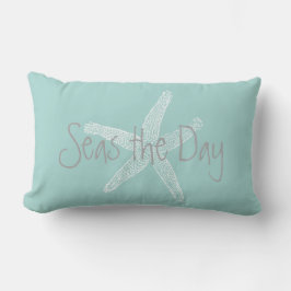 Seas the Day Vintag Starfish Sea Glass Blue Lendenkissen