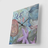 Seas your Day Square Meereswelt Wall Clock Quadratische Wanduhr (Winkel)