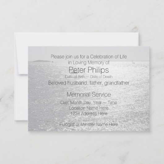 Seascape 1 Feier zum Lebensdenkmal Einladung (Rückseite)