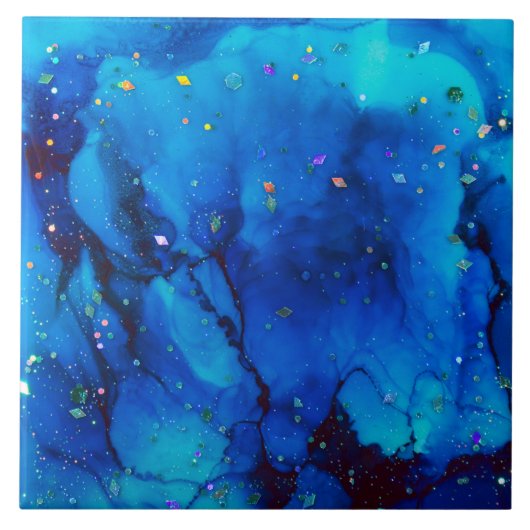 Seascape Alcohol Ink Abstract Fliese (Vorderseite)