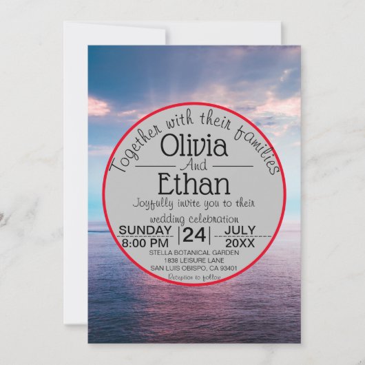 Seascape beach blue sky Wedding Einladung (Vorderseite)