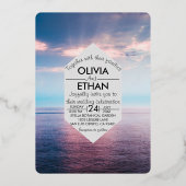 Seascape beach blue sky Wedding Foil Einladung (Vorderseite)