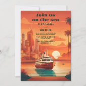 Seascape Beach Cruise Palm Wedding Einladung (Vorderseite)